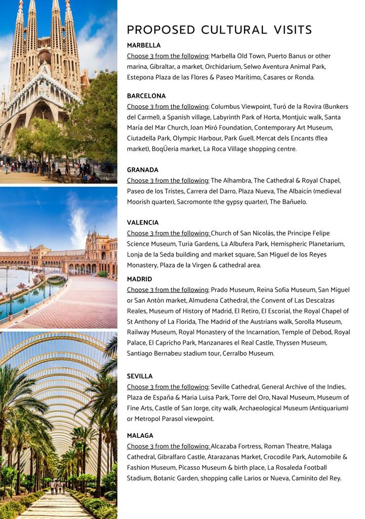 spagna elenco visite culturali