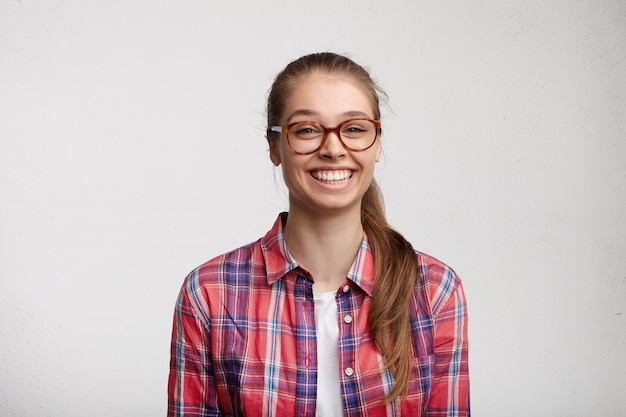 young woman wearing striped shirt eyeglasses 273609 13230