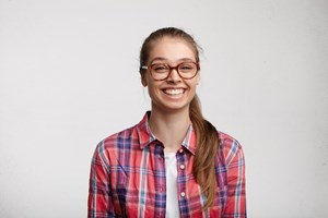 young woman wearing striped shirt eyeglasses 273609 13230