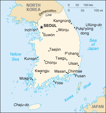 corea del sud mappa